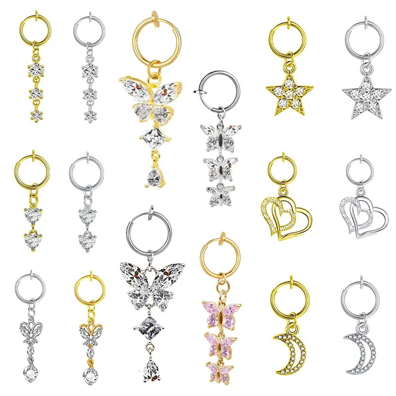 Fashion Butterfly Fake Belly Button Piercing Fake Belly Piercing Clip sull\'ombelico ombelicale Faux Belly cartilagine orecchino Clip