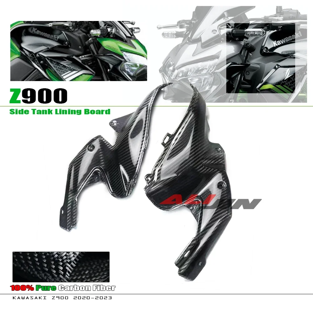 Fit Kawasaki Z900 2020-2023 Z900SE Real Dry Carbon Fiber Gas Fuel Tank Side Cover Inner Fairing Side Plate Inside Trim Panel