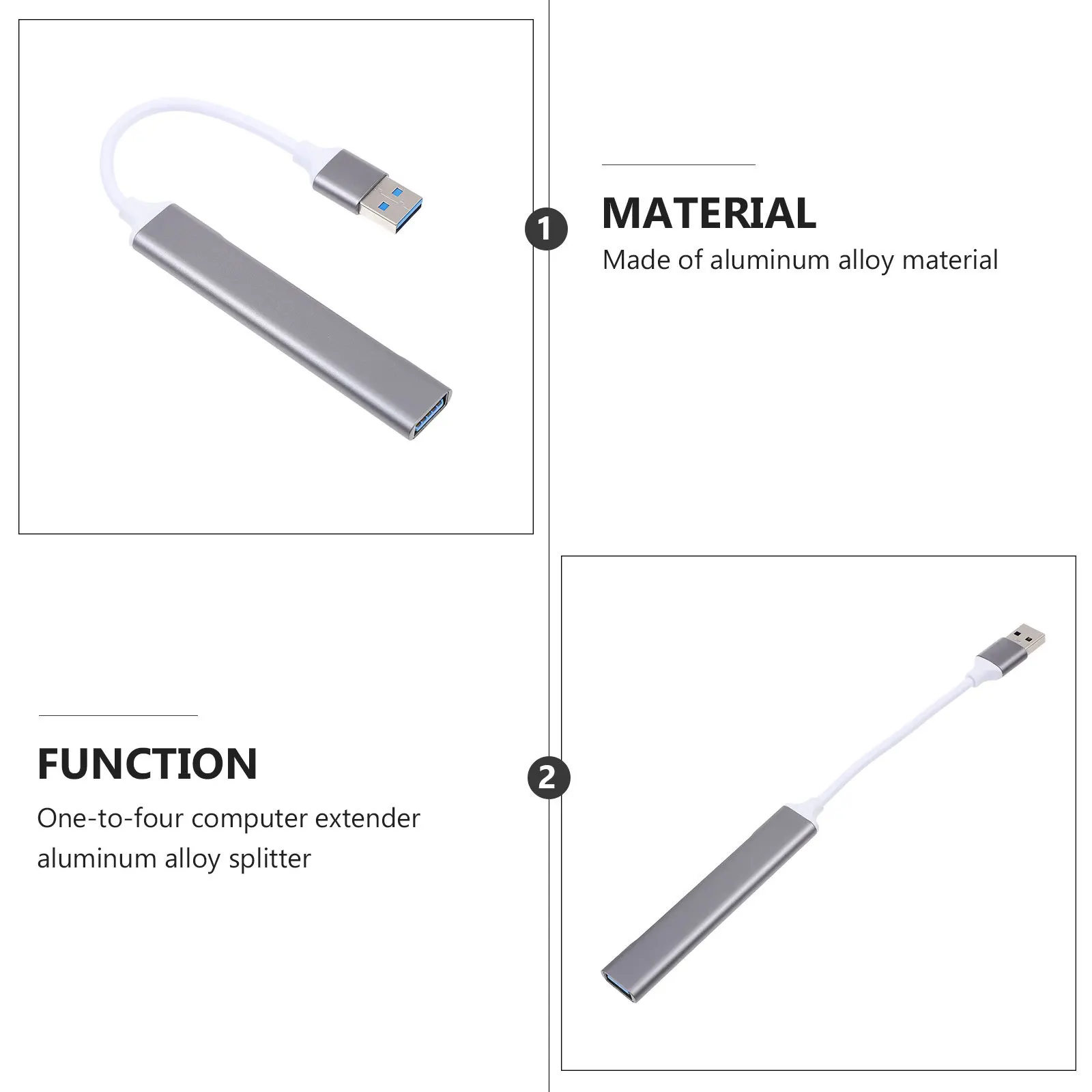 

4 Ports Aluminum Alloy USB 3.0 Hub Mini Data Extension Splitter Multi-Port USB Adapter for Keyboard Mouse Hard Drive Laptop