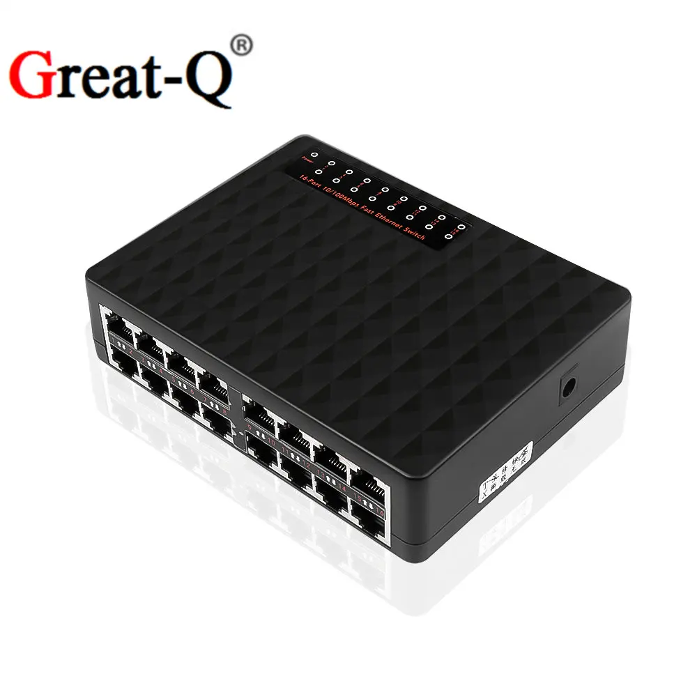 10/100Mbps 16 Port Fast Ethernet LAN RJ45 RJ-45  Network unmanaged Switch Switcher Hub Desktop PC with EU/US Adapter