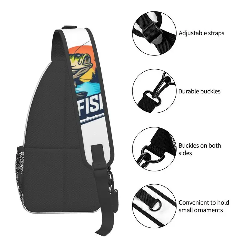 Mochila cruzada con eslinga de pesca para hombres, bolsos de pecho de hombro de pescador de pescado para senderismo