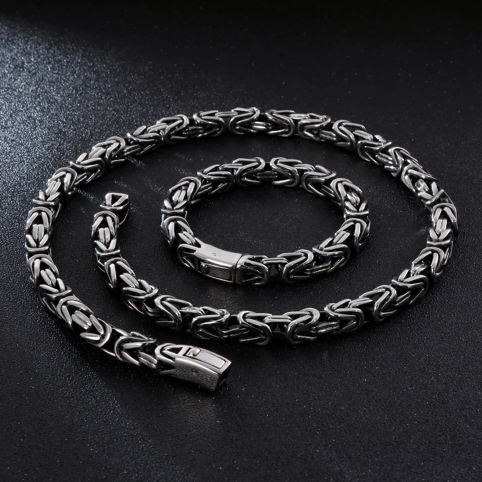 10mm Shiny Byzantine Heterotype Chain Bracelet & Necklace - Stainless Steel 316L - KS113193-BD