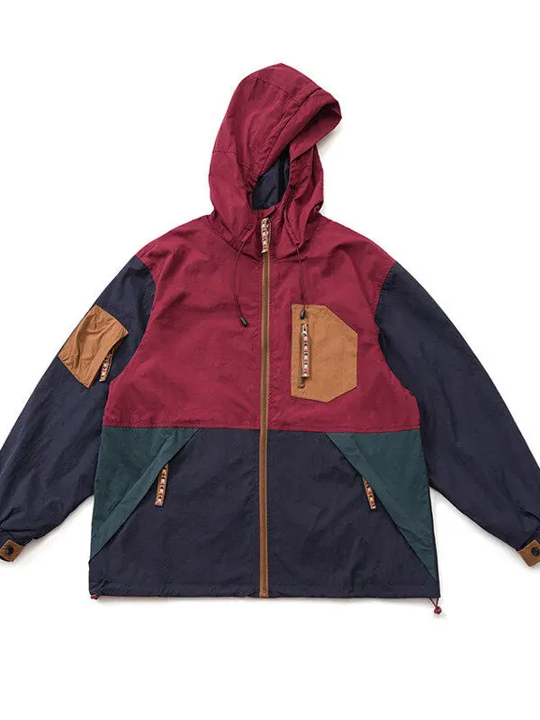 

Retro Japanese Sle Outdoor Windproof Fce Lined Hooded Jaet Men's Women's Trendy Multi-ket Spring Autumn Coat