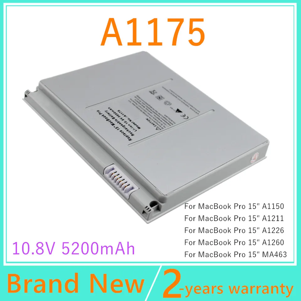 5200mAh Laptop Battery for MacBook Pro 15 A1175 A1226