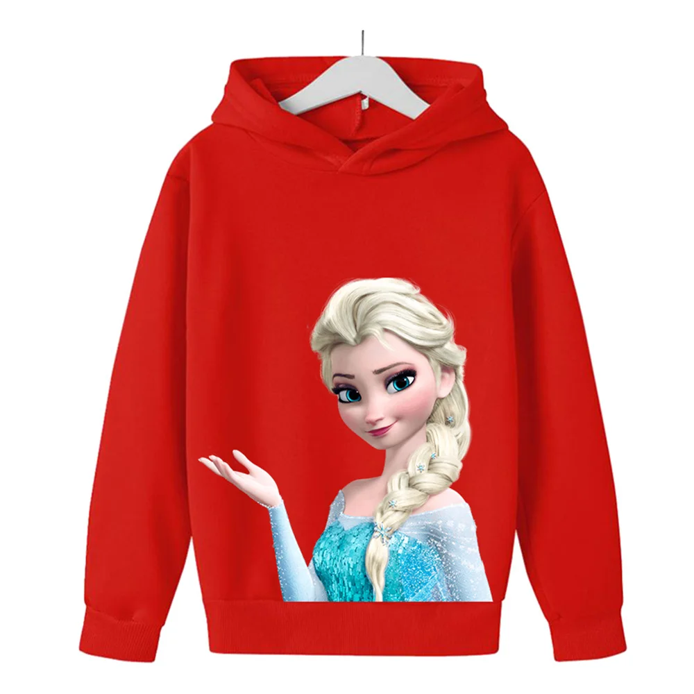 

Autumn Disney Princess Elsa Print Girls Hoodie Warm Fashion Pullovers Frozen Children Top Hooded Fashion Outdoor Kids Sportswear
