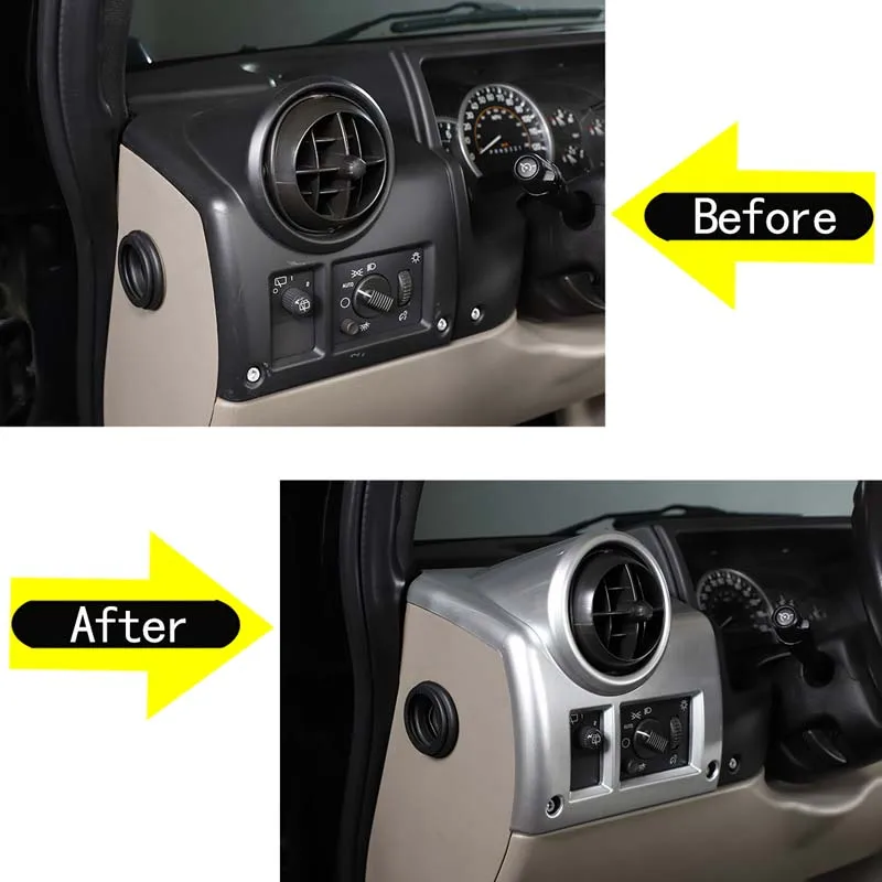 For Hummer H2 2003-2007 ABS Silver Car Dashboard Side Air Conditioner Outlet Frame Decorative Sticker Car Interior Accessories