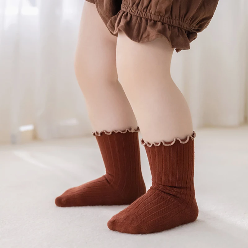 New Autumn Fungus Lace Baby Mid Socks Spring Newborn Toddler Cute Elastic Sock For Kids Girls Princess Soft Boneless Socks 0-8Y