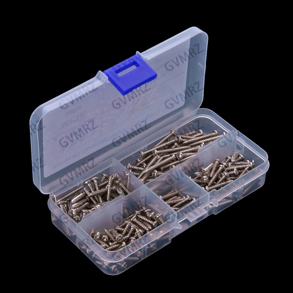 200PCS M3X16 4Values ​​Self-Tapping Screw Set, Phillips Head Screws, M3*12/16/20/25 Pan Head Screw Combination Set M3X12  4Value