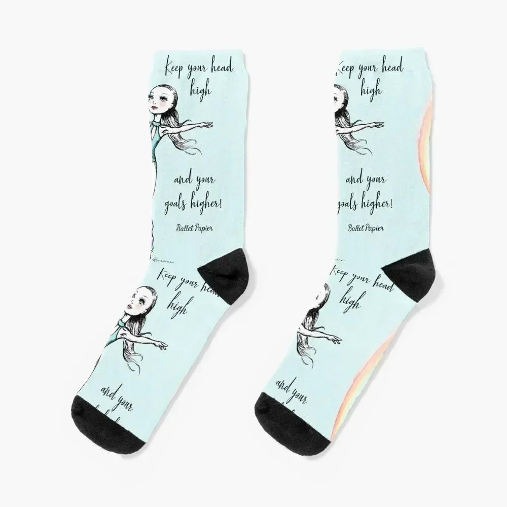 Keep your head high and your goals higher! Socks Crossfit aesthetic Christmas Ladies Socks Men's