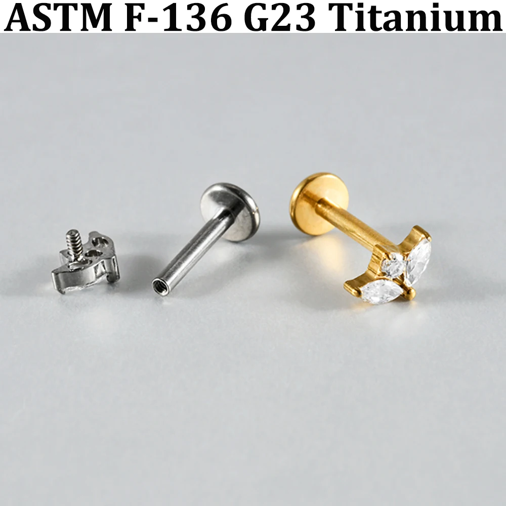 1 Stück Silber- und Goldplattierter Lippen- und Nasenpiercing aus G23 Titanlegierung mit Innenschraube für Ohrknorpel, Tragus, Conch und Rook – Detail 11