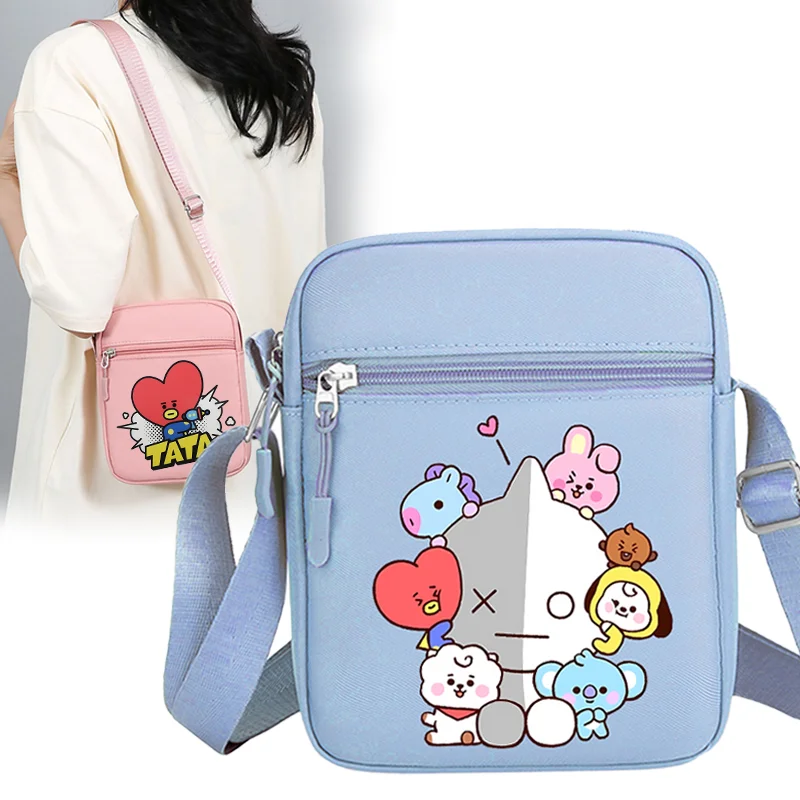 Bolsos de hombro BT21 con estampado de dibujos animados de anime COOKY TATA RJ, bolso cruzado, bolsa de almacenamiento de viaje portátil informal a la moda, regalo de cumpleaños