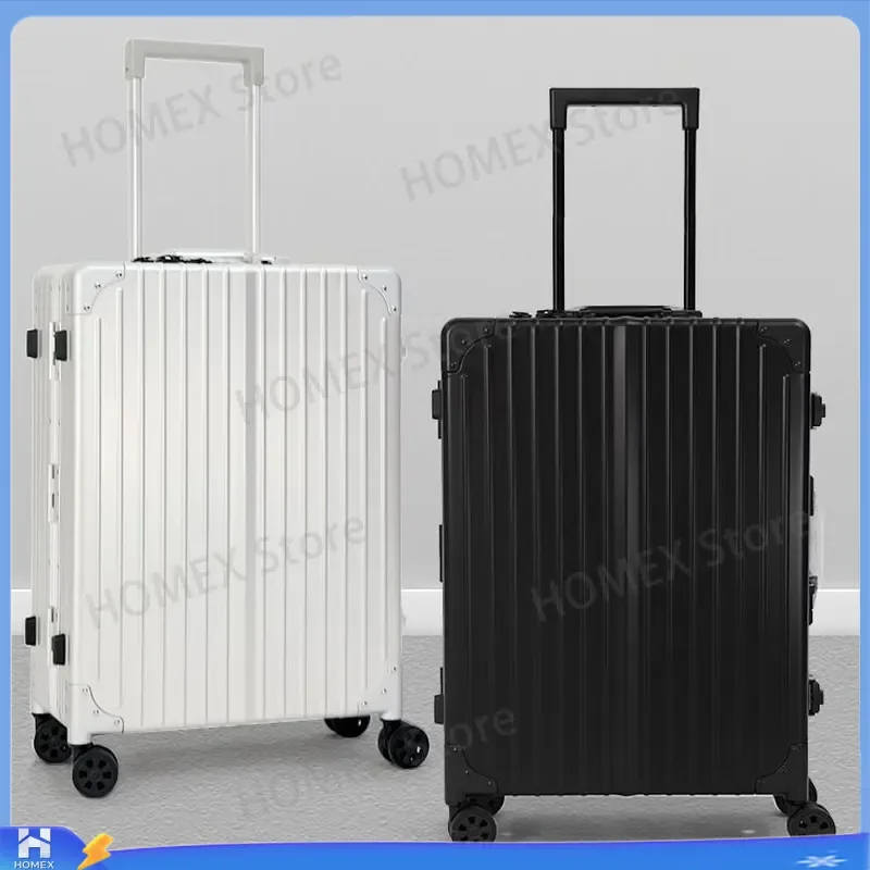24 Inch Aluminum Magnesium Alloy Makeup Case Professional Cosmetic Trolley with LED Light Mirror Combination Lock Travel