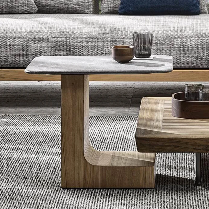 

Outdoor coffee table teak small corner villa terrace small apartment designer solid wood special-shaped model room creative side