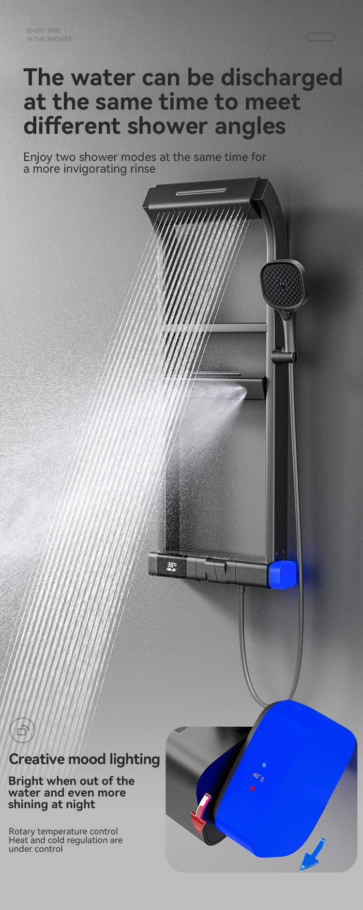 متعددة الوظائف الساخن بيع الحمام الحائط شلال ثرموستاتي دش العمود مجموعة لوحات الدش #2