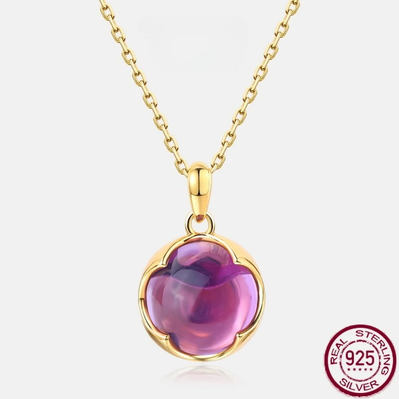New S925 pure silver minimalist rainbow gemstone necklace with multiple gemstones, fashionable and versatile wedding jewelry