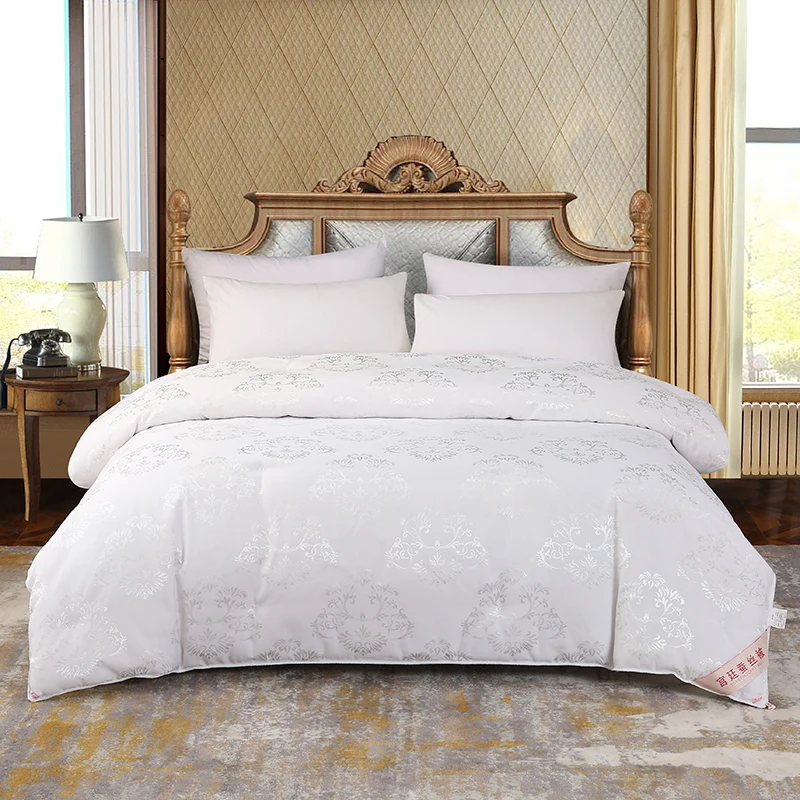 

Thick couple Comforter Bed duvets 100% silk filling Jacquard double quilt single quilt core Four seasons bedding queen king size