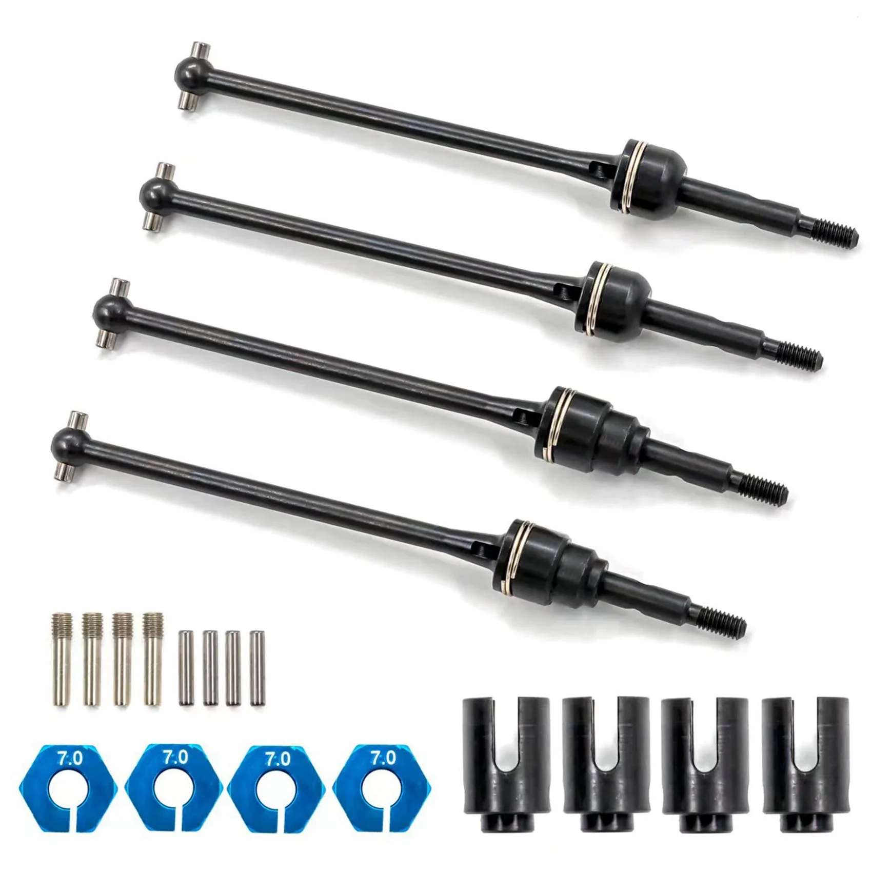 4Pcs Steel Front and Rear Drive Shaft CVD for 1/10 Traxxas Slash Rustler Stampede Hoss VXL 4X4 RC Car Upgrades Parts,1