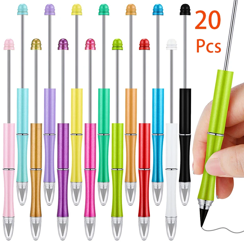 20Pcs Beadable Pencil Back to School Pencil DIY Bead Pencil for Writing Drawing Sketching DIY Crafting School Supplies