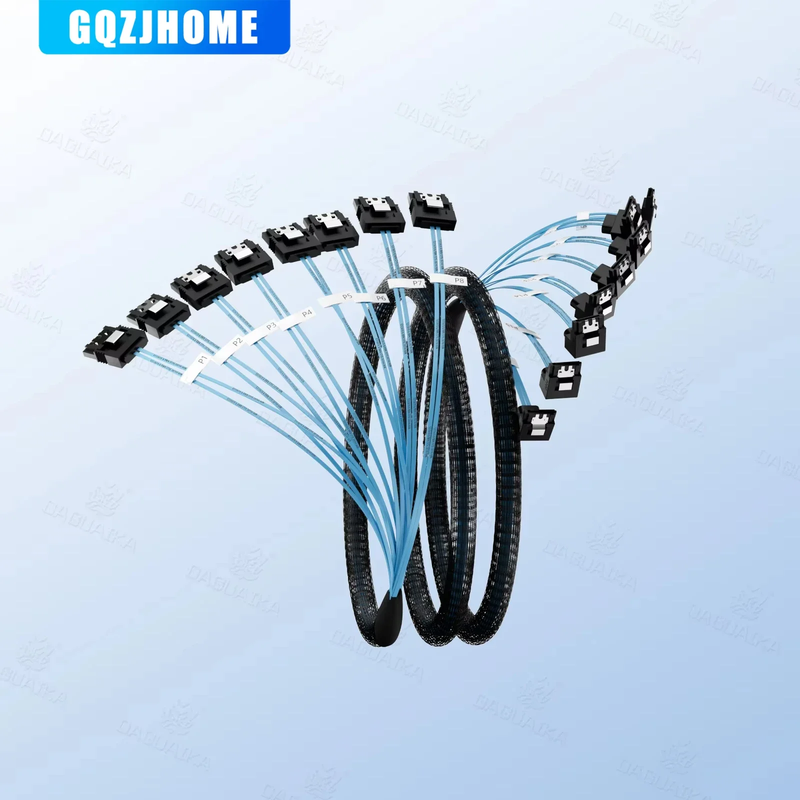 4/6/8 SATA to 4/6/8 sata 4.0 7p Female 90/180 Degree with Braided Mesh for Server Computer Host SSD SATA Hard Disk Adapter Cable