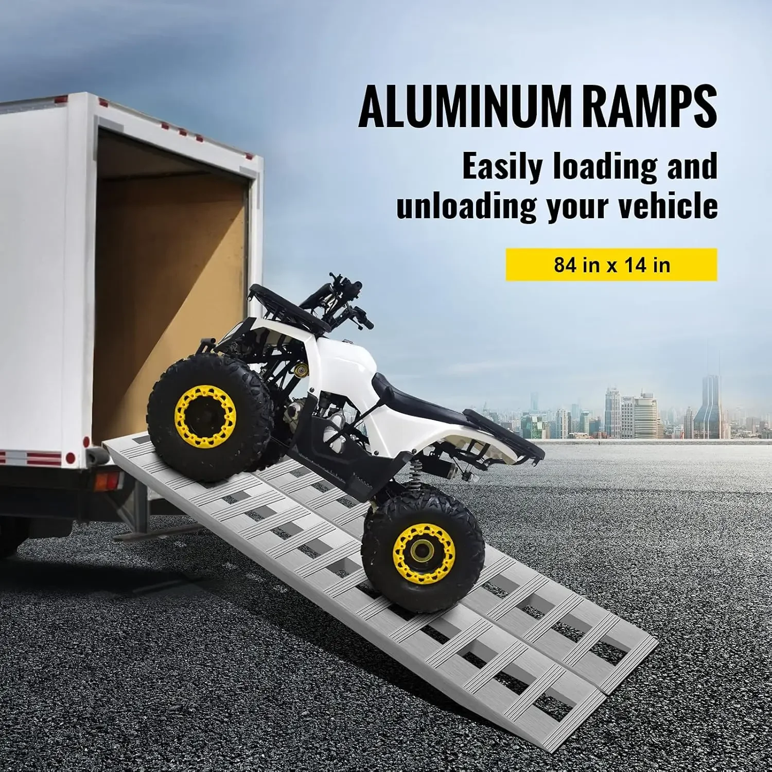 84x14 Inch Aluminum Ramps 6000LBS Capacity Car Trailer Truck ATV Ramps 1 Pair 2 Ramps