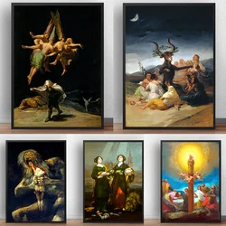 Witches Sabbath Francisco Goya Vintage Poster Antique Canvas Painting Wall Art Picture Devil Satan Horned Goat Print Decoration