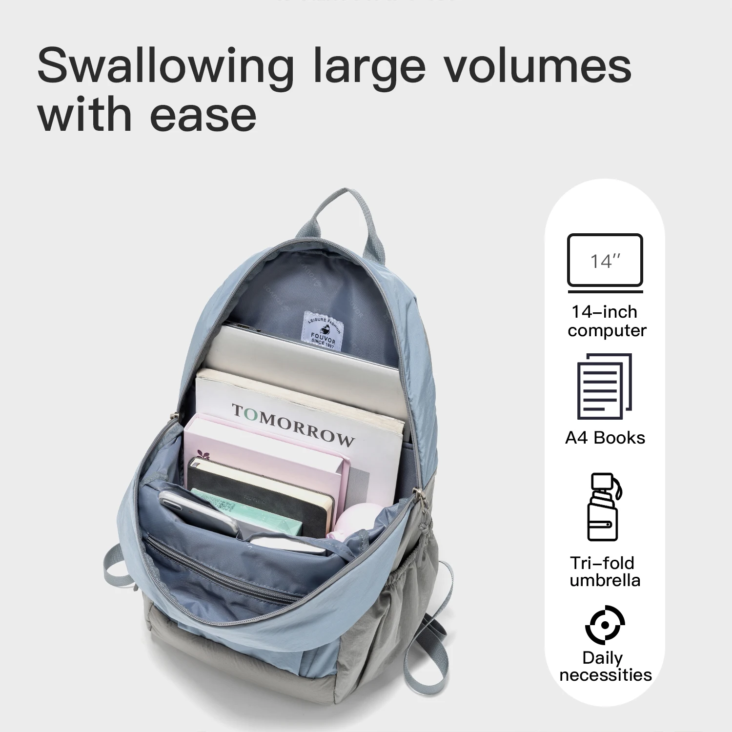 Fouvor حقائب ظهر للسفر كبيرة للنساء طائرة المقصورة حقائب الظهر النايلون الرياضة عادية موضة كلية حقائب الظهر المدرسية 3068-09