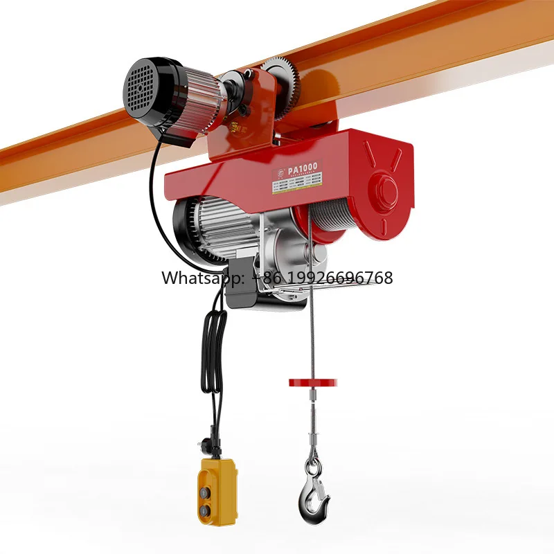 

220V PA Portable Electric Hoist Single Phase 100kg/300kg Capacity Mini Metal Design with Wire Rope Sling for Retail Industries