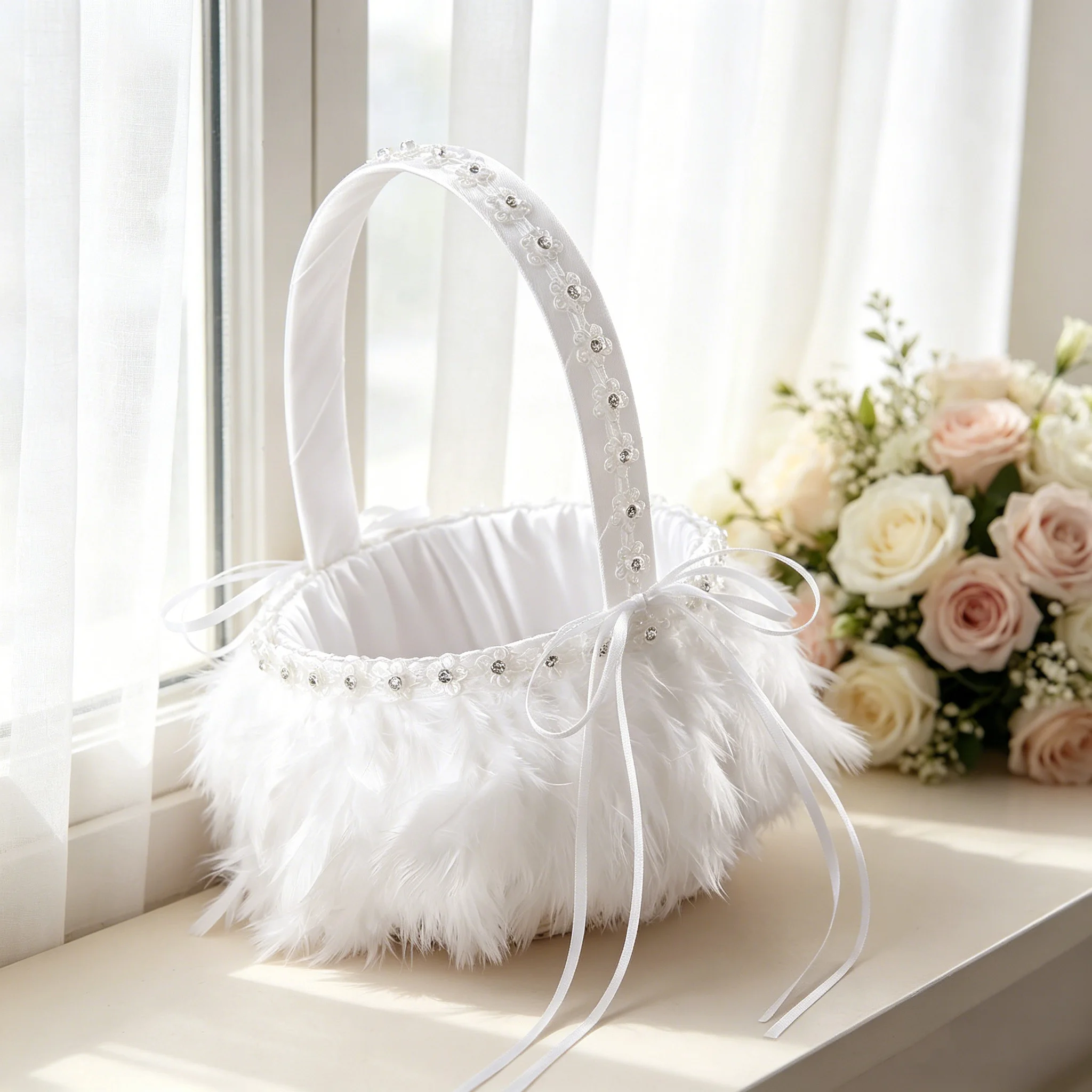 Gorgeous, exquisite and grand wedding flower girl basket for the banquet
