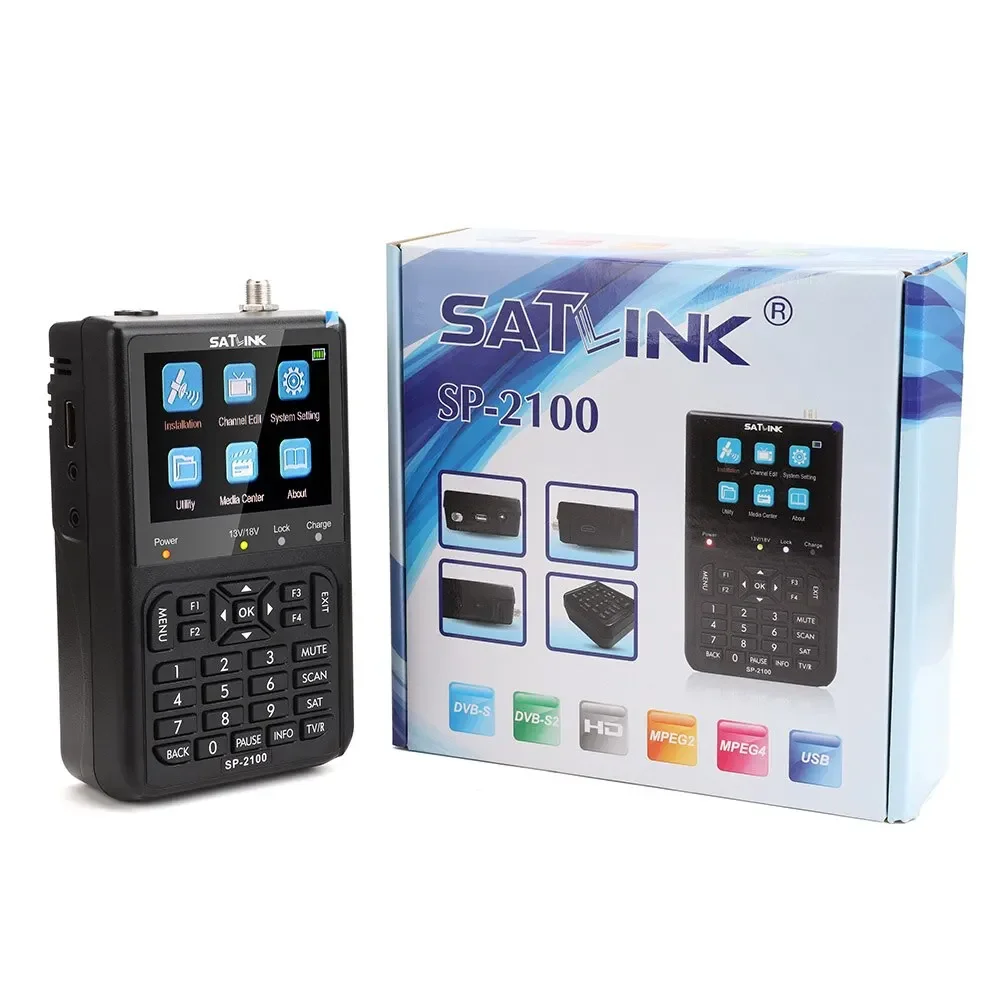 SATLINK SP-2100 HD DVB-S / S2 e MPEG-2/4 Misuratore di segnale satellitare digitale con schermo LCD a colori da 3,5 pollici