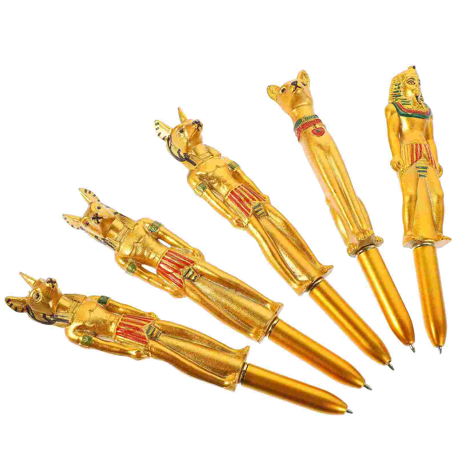 

5pcs Creative Ball-Point Pen Egyptian Character Pharaoh Shaped Craft Ball-Point Pen Promotional Activity Gift for Home Store