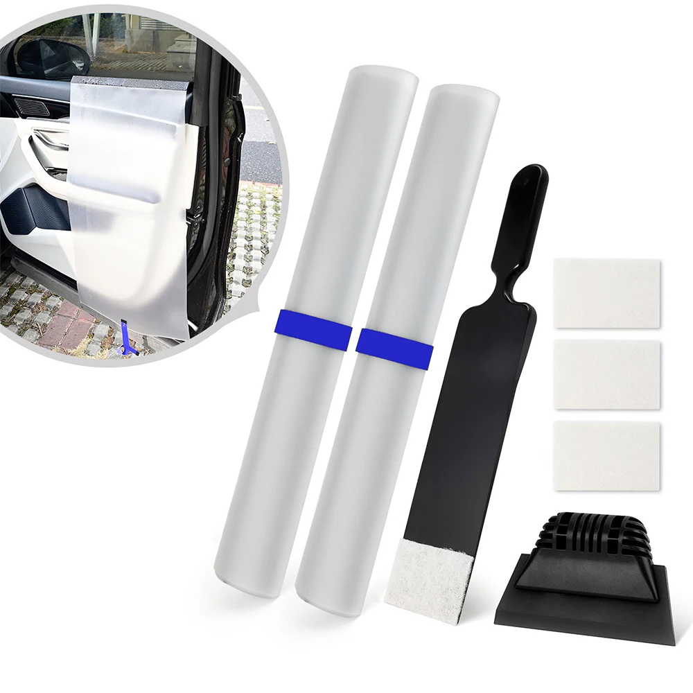 FOSHIO Glass Window Cleaning Squeegee Soft Rubber Scraper With Car Door Panel Protector Covers Tinted Film Vinyl Wrap Tools Set