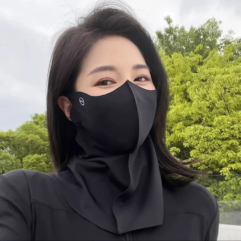Women Sunscreen Veil Summer Neck Face Mask UV Protection Breathable Ice Silk Sun Protection Masks Veils Outdoor Sport Face Cover image 6