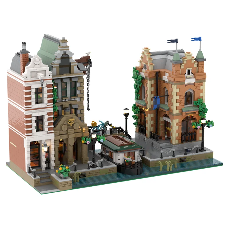 

NEW 5479PCS City Hot Selling Street View MOC Dutch Quarter cafe Nautical Museum model DIY creative ideas Toy AssemblyPuzzle Gift