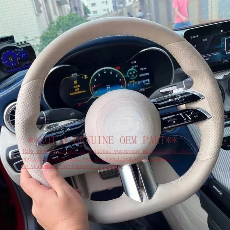 For Mercedes Benz Old To New Full Leather Dragonfly Steering Wheel C Class E Class S Class Change Maybach Horn Cover Decorative