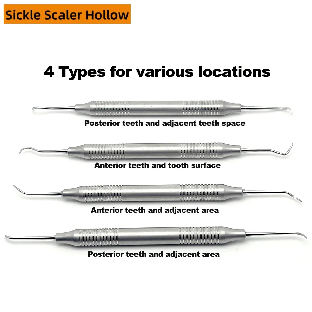 

4PCS Stainless Steel Dental Scaler Set Double Ended Teeth Cleaning and Diagnosis Tools Professional Dental Instruments
