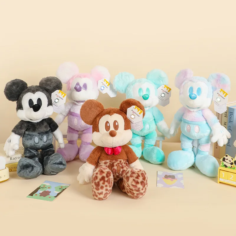 Juguetes de peluche Kawaii de Disney Mickey Mouse de 37cm, regalos navideños para niños y niñas, muñecos de peluche encantadores, muñecos de peluche de Mickey