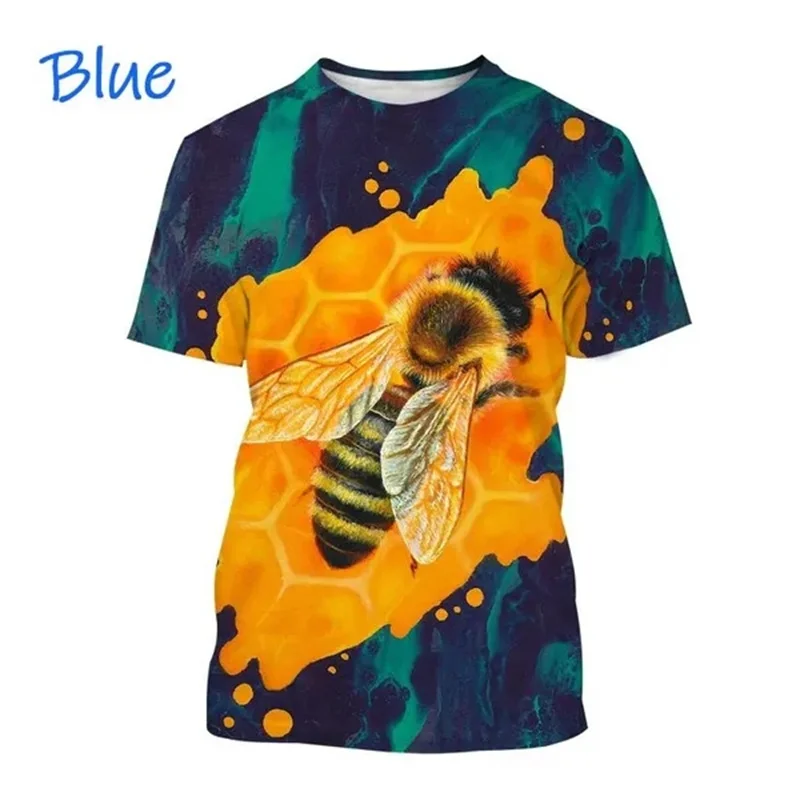 Insect Bee Graphic T Shirt for Men 3D Hive Honey Honeycomb Printing Tee Shirts Kawaii Cute Kids y2k Tops Womens Clothing T-shirt