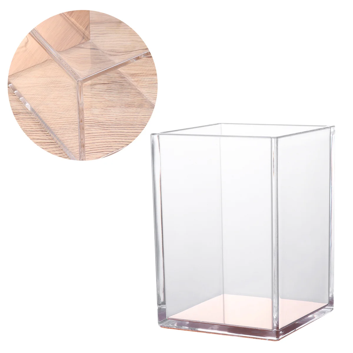 

Acrylic Transparent Pen Holder Golden Pencil Container Desktop Organizer Brush Pot Gift Acrylic Pen Holder