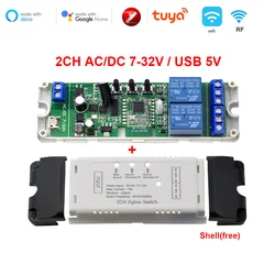 2CH Zigbee Tuya Smart Home Relay Module 85-250V 220V Relay AC DC 12V 24V 7-32V Works Alexa Google Assistant Smart Light Switch