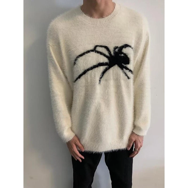 Autumn Winter Fashion Harajuku Animal Sweaters Men Casual Spider Knitwear Tops Long Sleeve Pullover Y2K All Match Male Clothes