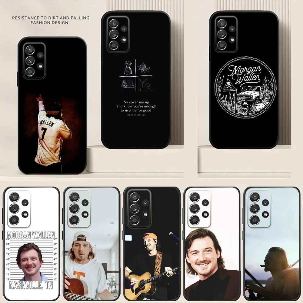 M-Morgan Wallen Phone Case For Samsung S24,S21,S22,S23,S30,Ultra,S20,Plus,Note,10,9,5G Black soft silicone case