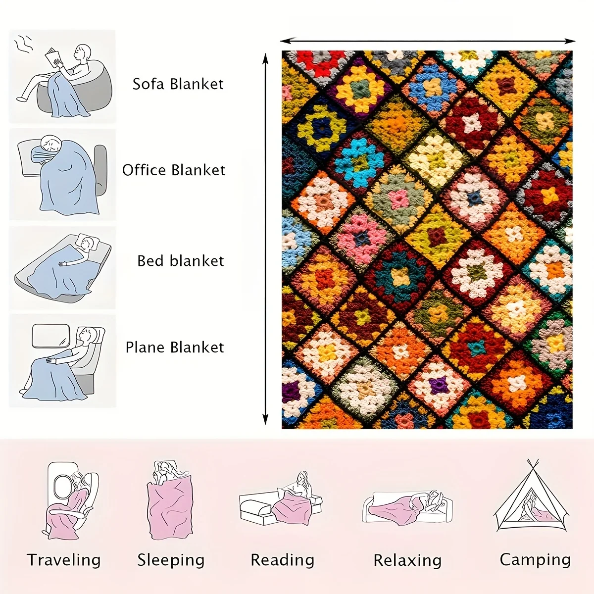 Vintage Floral Patchwork Style Design Flannel Print Blanket Throw Soft Warm Comfortable