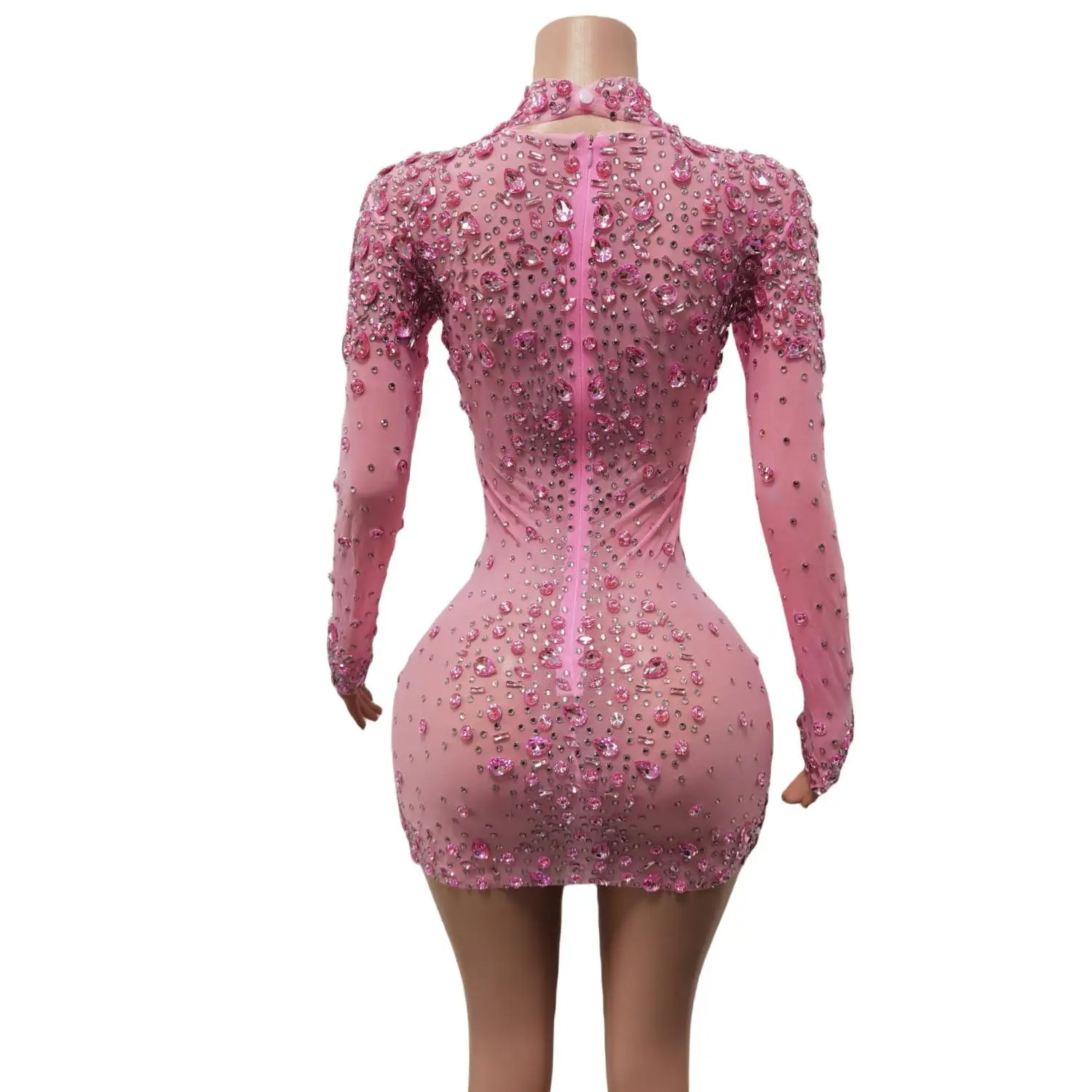 Robe de danse rose Sexy pour femmes, tenue de soirée avec strass scintillants, tenue de soirée d'anniversaire, 2024 Cuixing