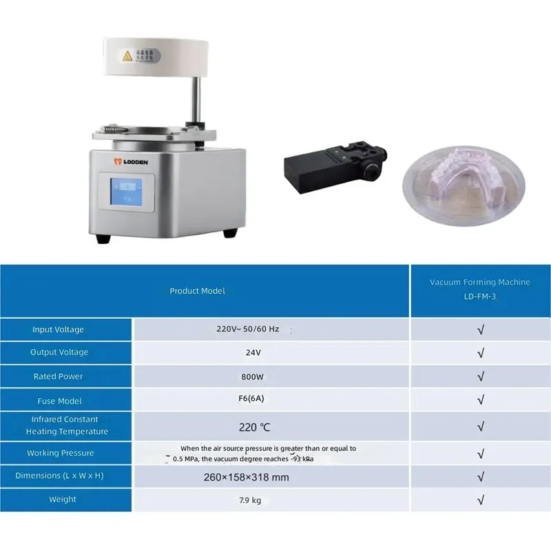 Automatic Dental Vacuum Forming Machine Negative Pressure Film Presser for Orthodontic Retainers Making Lab Equipment Dremel