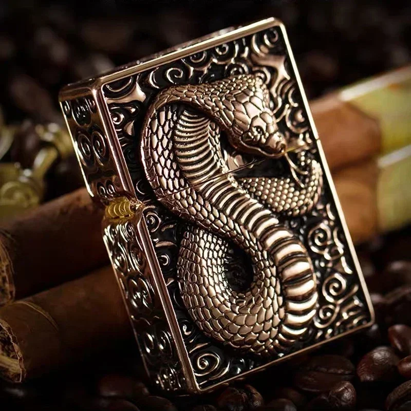 ZORRO Pure Copper Kerosene Windproof Lighter Classic Metal Heavy Armor Cobra King Lighter Smoking Accessories Men\'s Gift