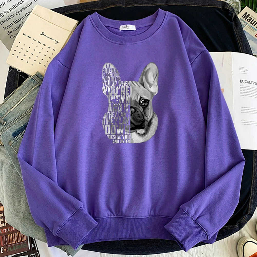 بسيطة الفرنسية البلدغ البلوز للنساء ، فضفاضة لينة البلوز ، الدافئة الصوف رياضية ، الحب والحيوانات يطبع ، اقتباس البلوز ، الشتاء