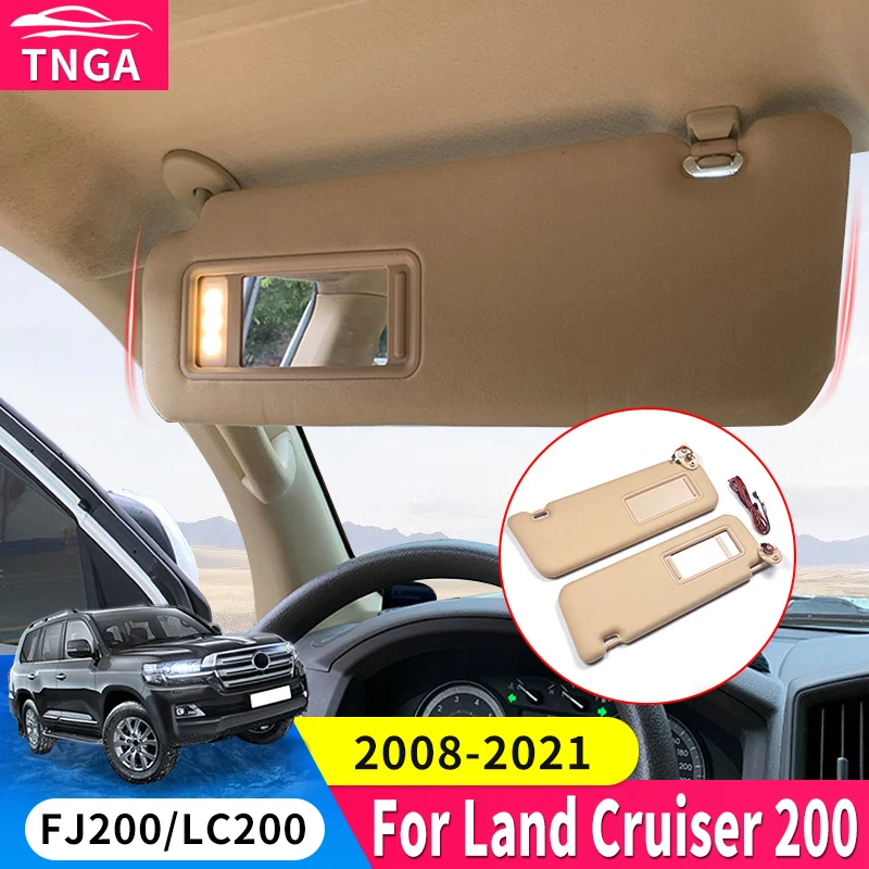 For 2008-2021 Toyota Land Cruiser 200 LC200 Modified Sun Visor Main Co-Pilot Cosmetic Mirror LED Light Original Accessories