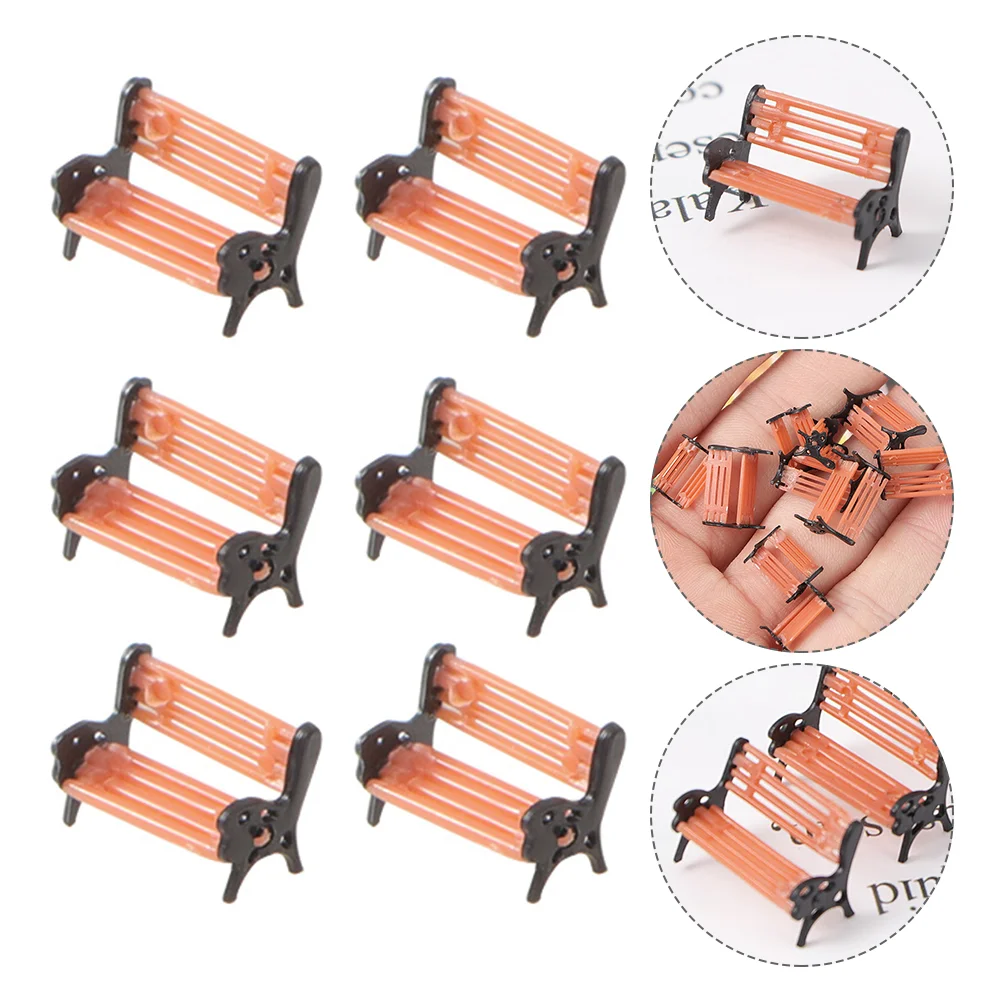 

6 Pcs Small Bench Casual Park Chair Model Decor Scenery Architecture Mini House Benches Plastic Miniature Ornament