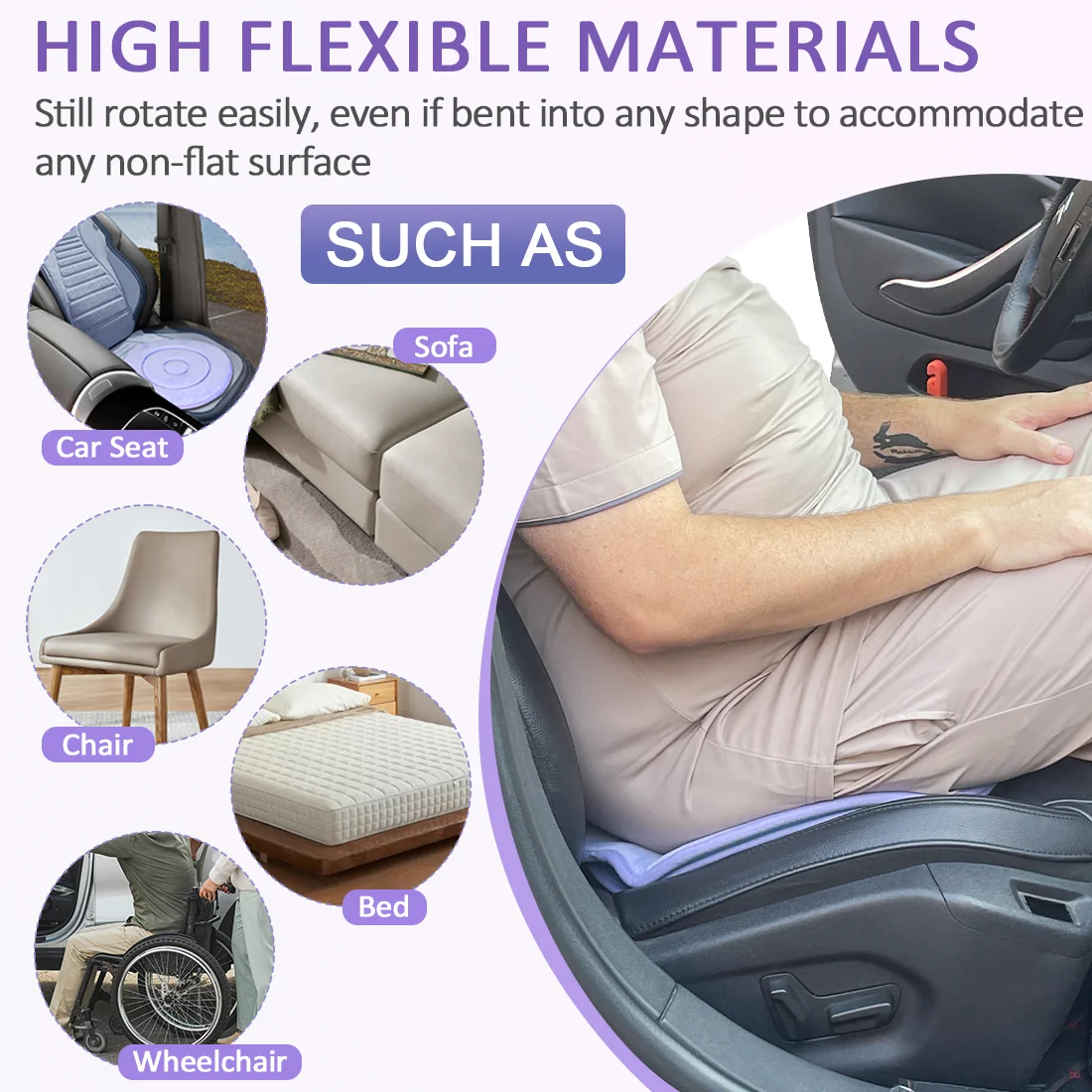 

Ehucon Light Weight Portable Pivot Disc Pad 360 Degree Rotating Seat Cushion for Elderly Revolving Cushion for Transferring