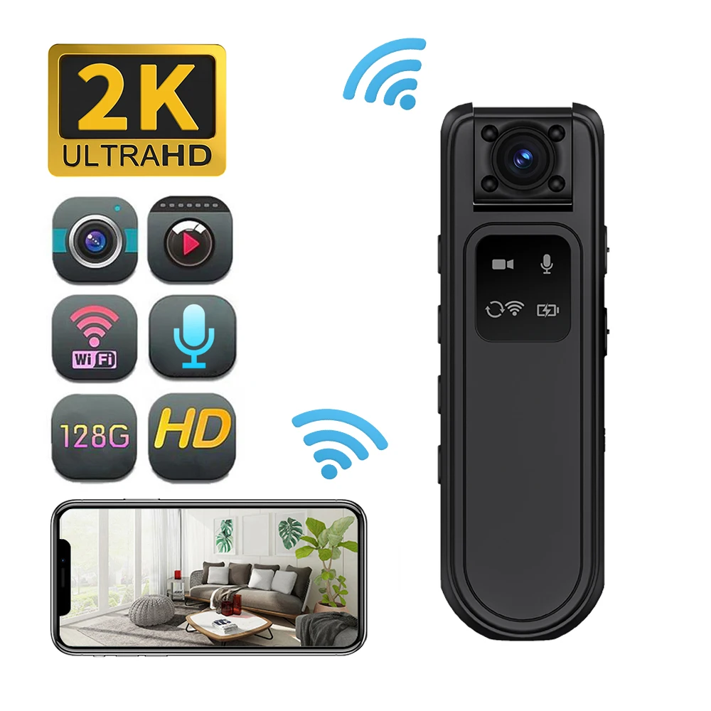 

2K WiFi Mini Camera Portable Small Digital Video Recorder Police Body Cam Night Vision Surveillance Miniature Camcorder